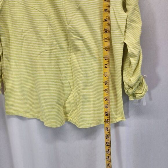 Talbots Petites Striped Yellow and White Shirt Size Medium Petite I9 - Picture 2 of 6